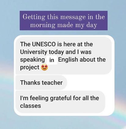 Mensagem: falou inglês na UNESCO