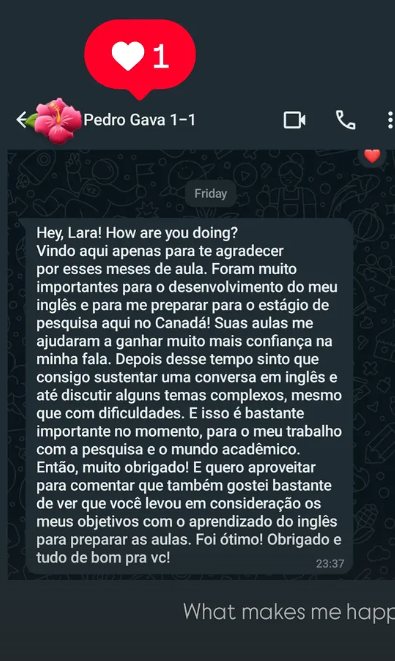 Mensagem do Pedro sobre estágio no Canadá